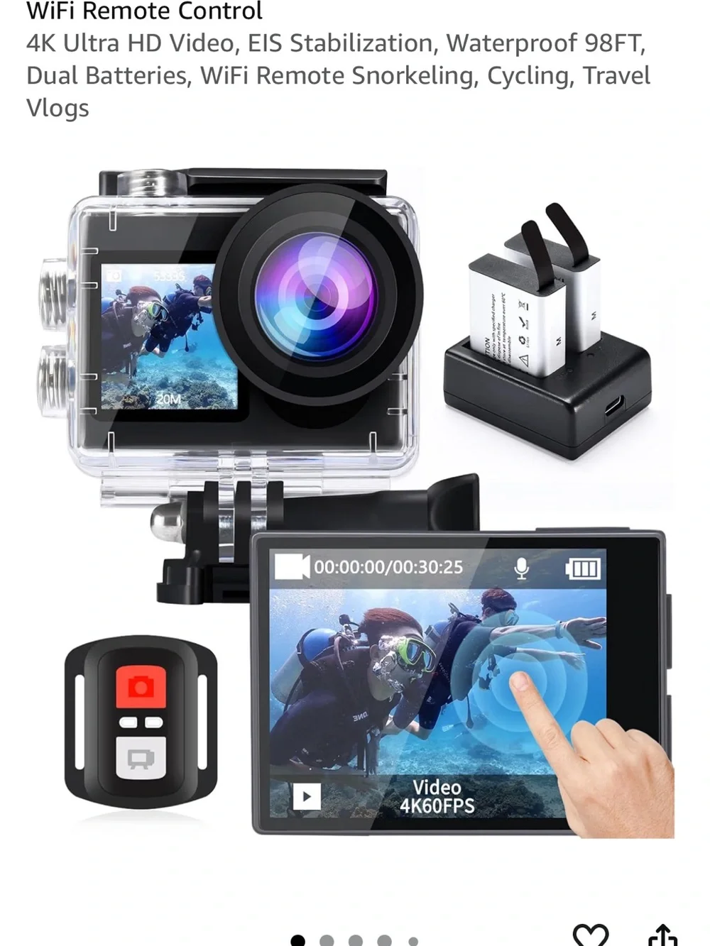 Icefox UHD 4K Action Camera - Waterproof Action Camera Black with Accessories